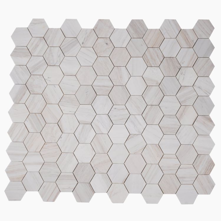 Hexagon Wooden White Honed 4 x 4 12 x 13.75